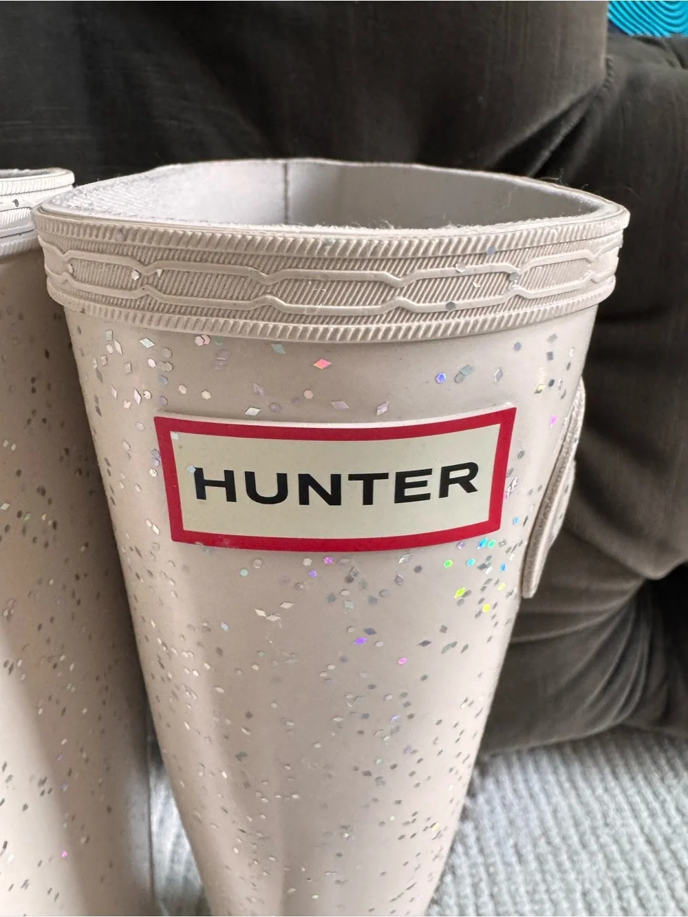 Hunter White Glitter Knee-High Rain Boots